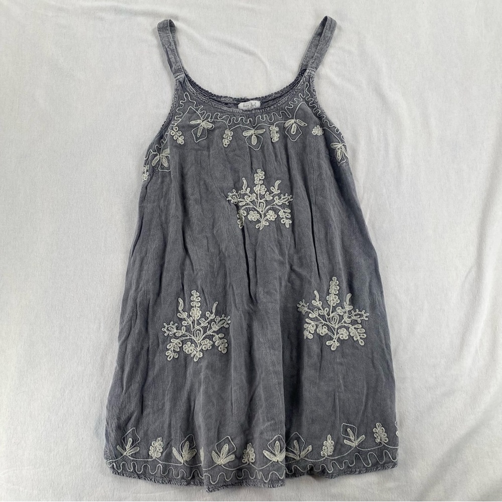 Women's Grey Embroidered Midi Dress